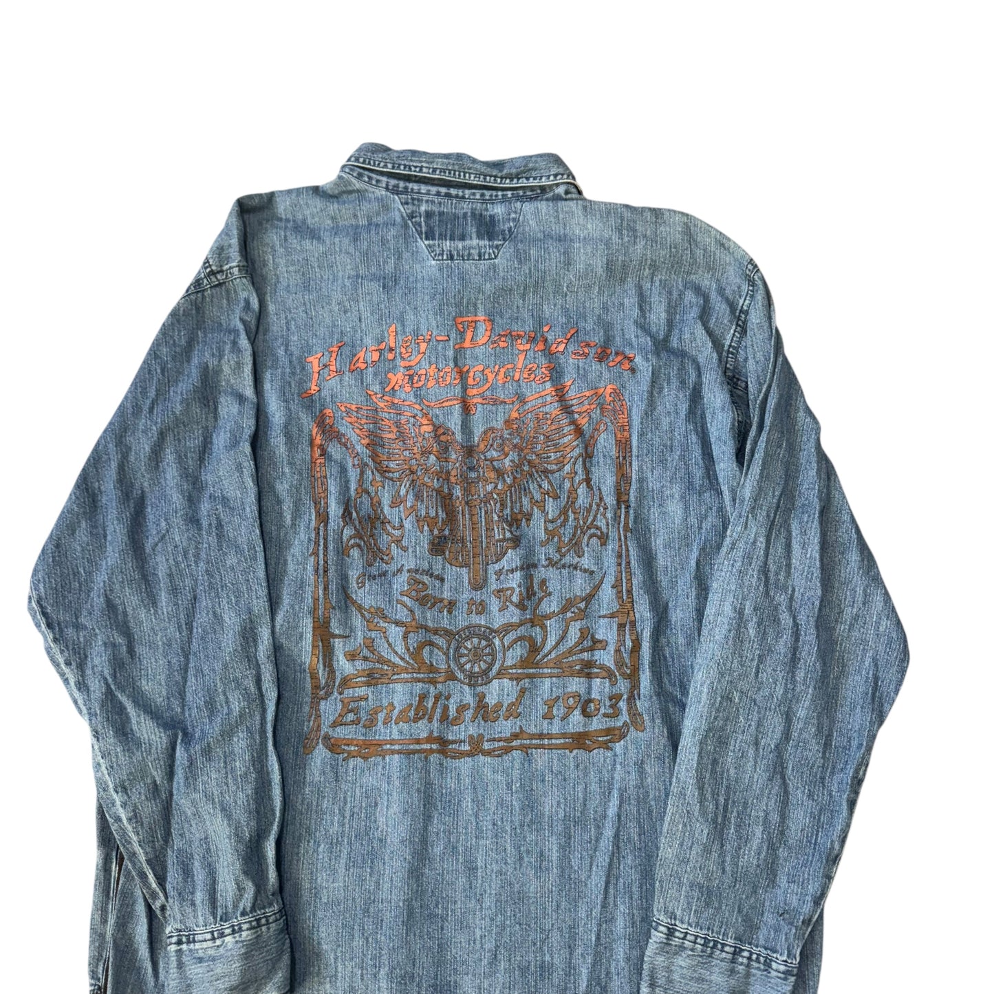 Harley Davidson Denim Button Down T-Shirt (XL) [ REAL SHOPPER EXCLUSIVE ]