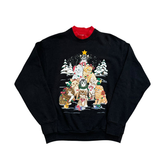 Cat Christmas Tree Sweater 90s (Medium)