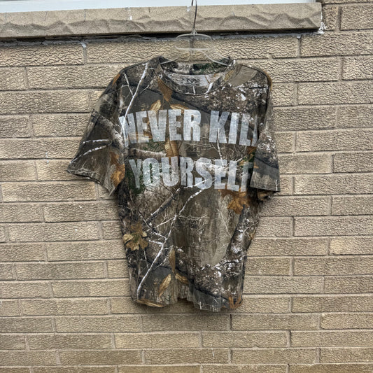 NEVER KILL YOURSELF 1/1 Camo T-Shirt (Large)