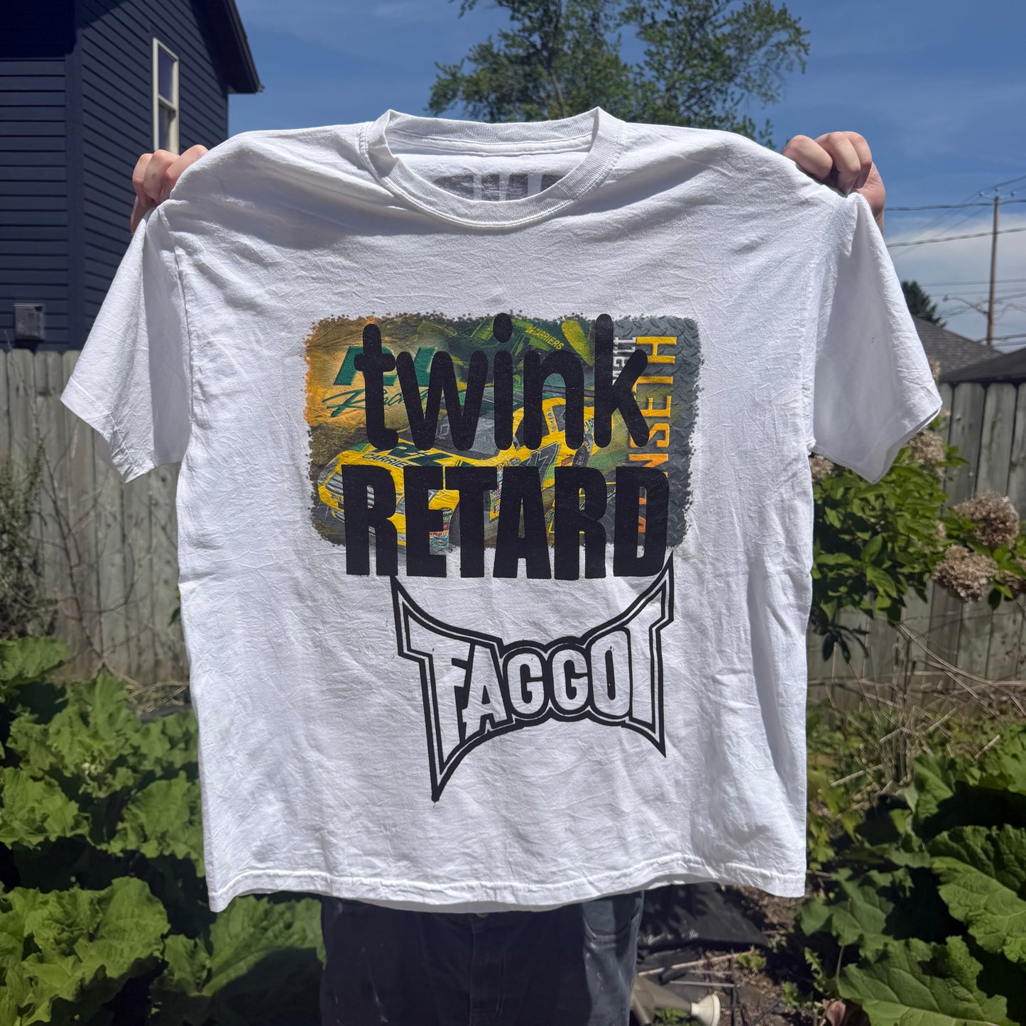 Twink Retard Faggot 1/1 T-Shirt (XXL) HARDCORE THOUGHTS X JUNA THRIFTS