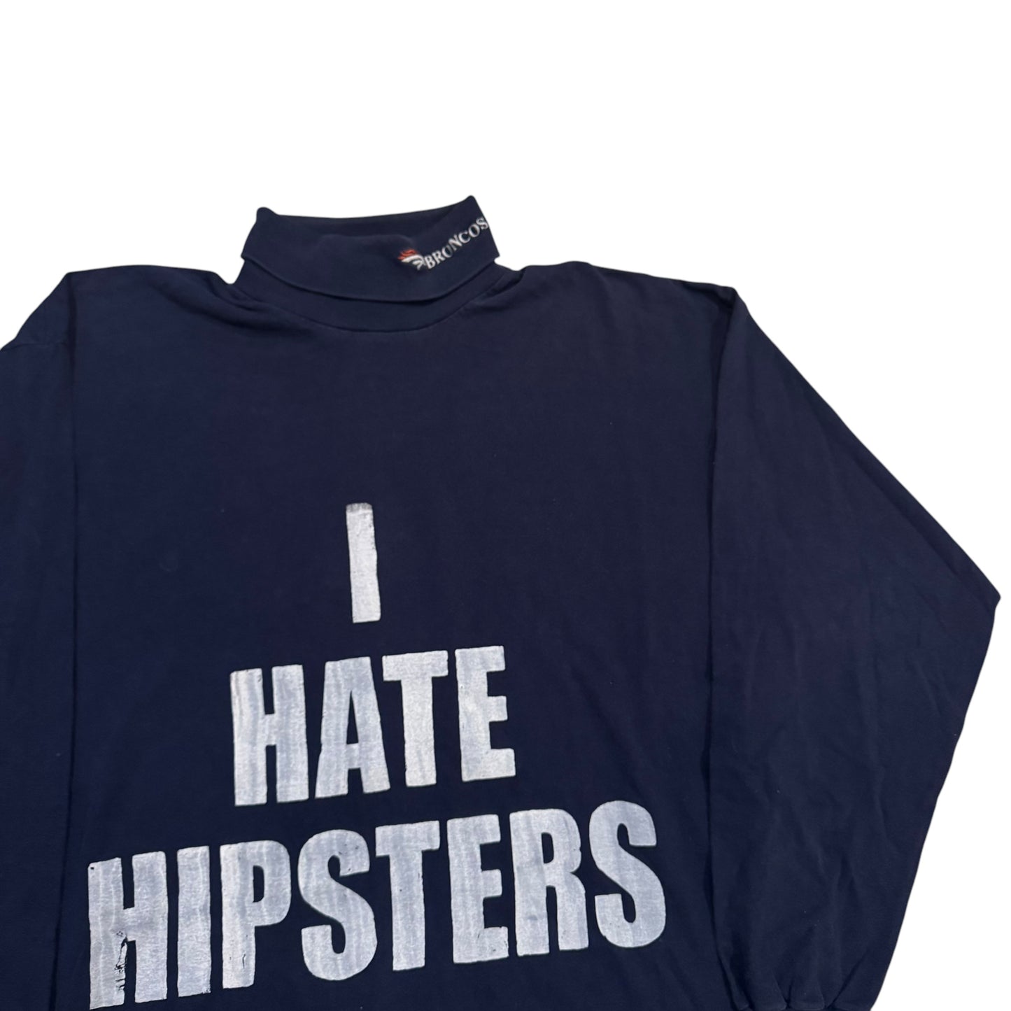 I Hate Hipsters 1/1 Mock Neck Long Sleeve T-Shirt (XL)