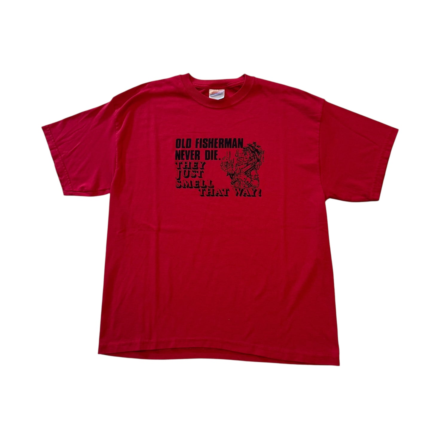 Old Fisherman Don’t Die They Just Smell That Way T-Shirt 2000s (Large) [REAL SHOPPER EXCLUSIVE ]
