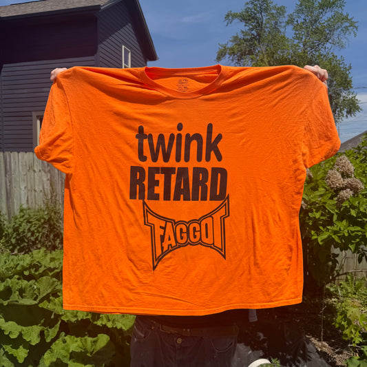 Twink Retard Faggot 1/1 T-Shirt (XXXL) HARDCORE THOUGHTS X JUNA THRIFTS
