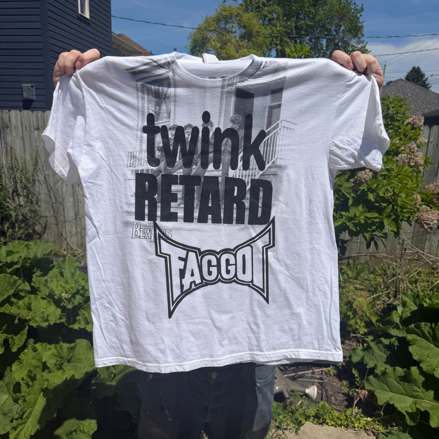 Twink Retard Faggot 1/1 T-Shirt (XL) HARDCORE THOUGHTS X JUNA THRIFTS