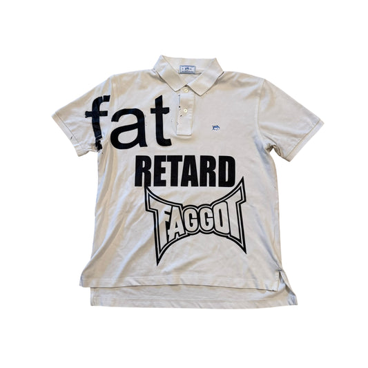 Fat Retard Faggot And I Have A Gun 1/1 Polo T-Shirt (Medium) HARDCORE THOUGHTS X JUNA COLLAB