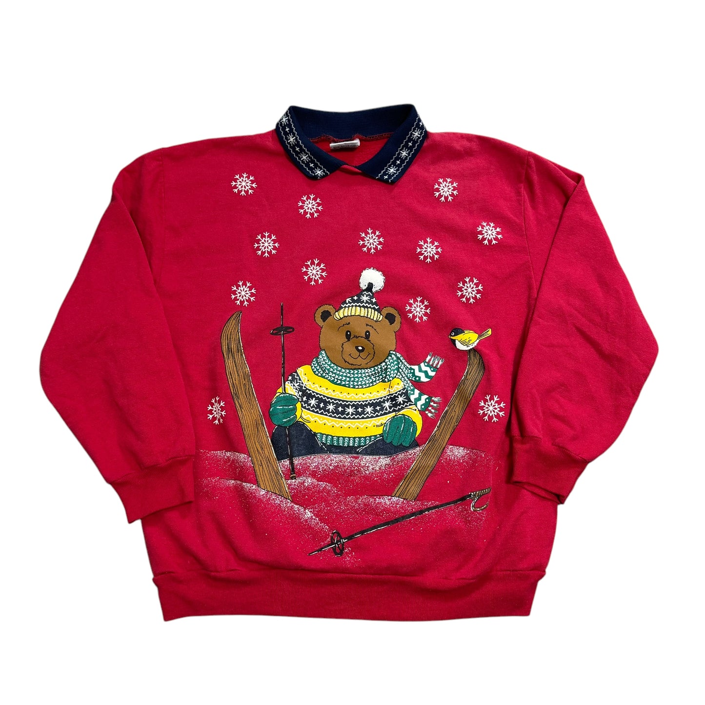 Teddy Bear Skiing Sweater 90s (Large)