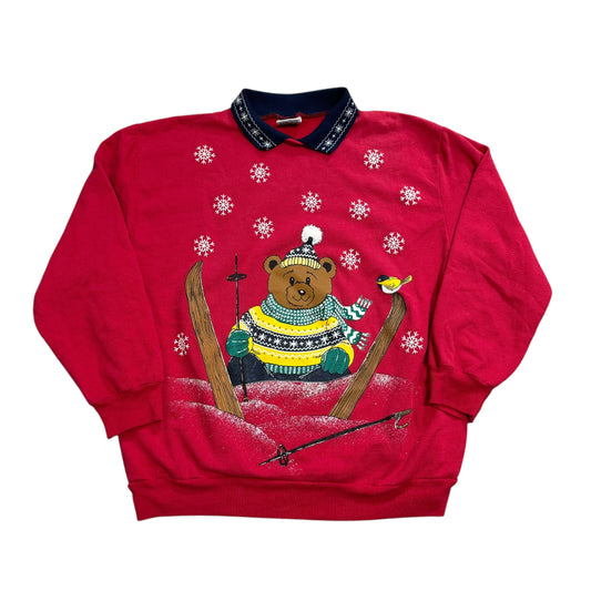 Teddy Bear Skiing Sweater 90s (Large)