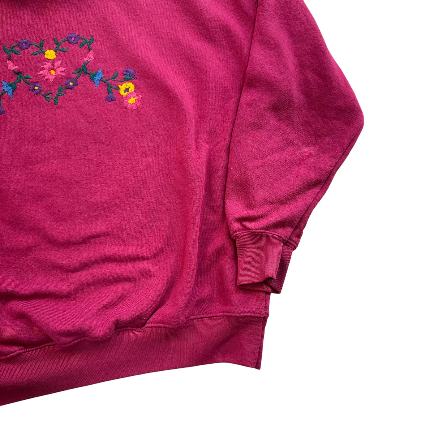 Floral Heart Embroidered Sweater 90s (Large) [ REAL SHOPPER EXCLUSIVE ]