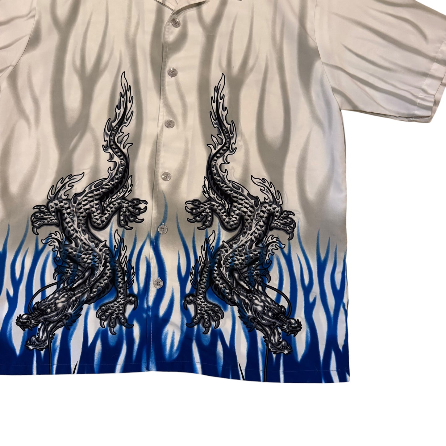 Dragon Flame Button Up T-Shirt (Fits XL) PERSONALS COLLECTION
