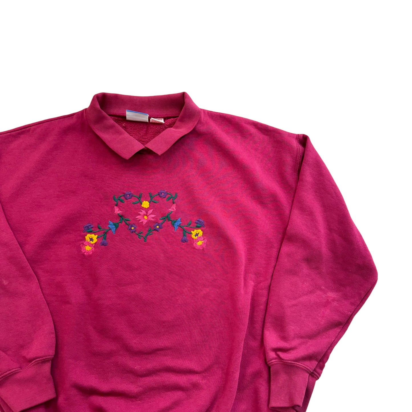 Floral Heart Embroidered Sweater 90s (Large) [ REAL SHOPPER EXCLUSIVE ]