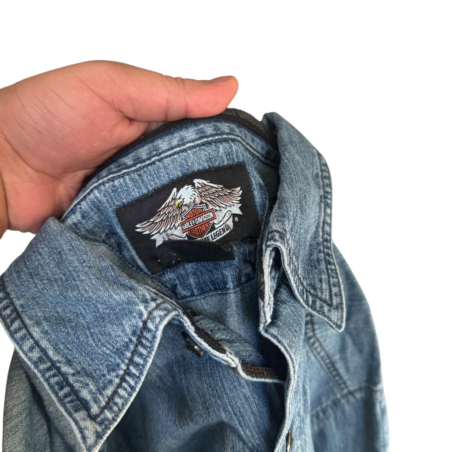 Harley Davidson Denim Button Down T-Shirt (XL) [ REAL SHOPPER EXCLUSIVE ]