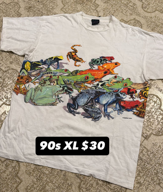 Frog Wrap Around Print T-Shirt 90s (XL)