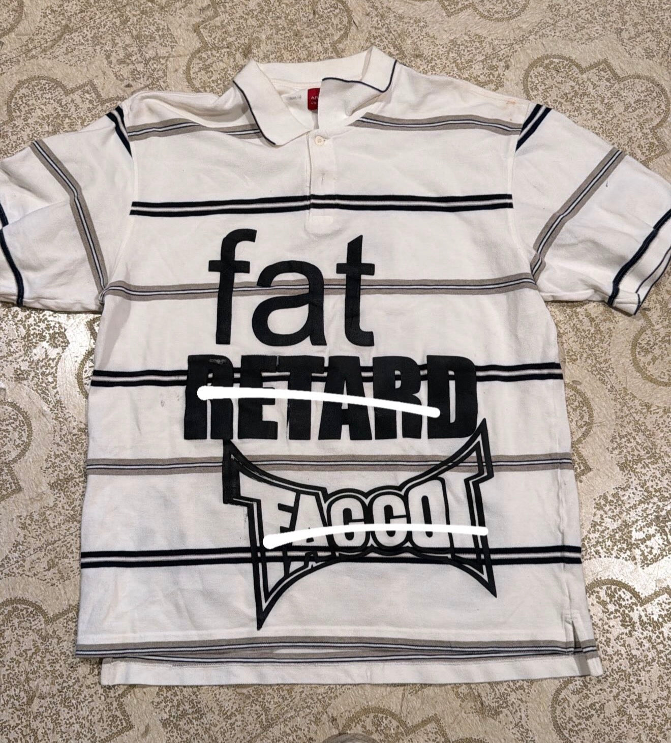 Fat retard faggot polo t-shirt (XL)