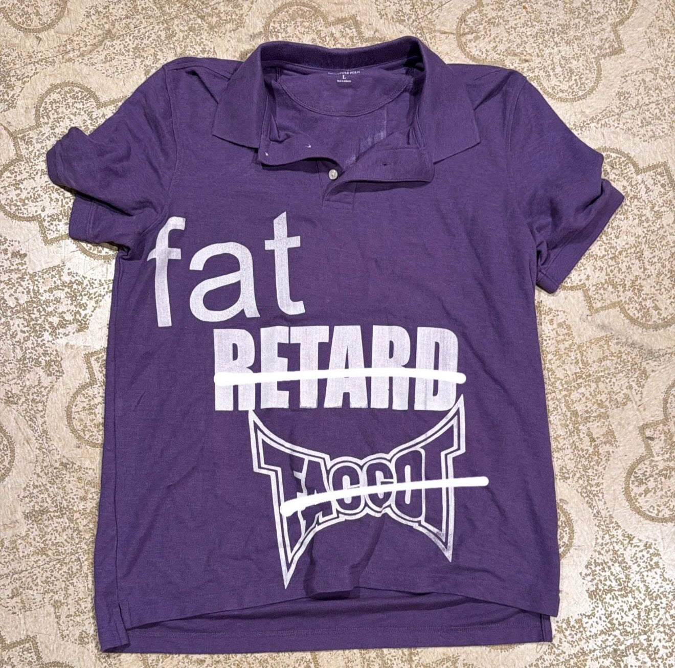 Fat Retard Faggot Polo T-Shirt (Large)