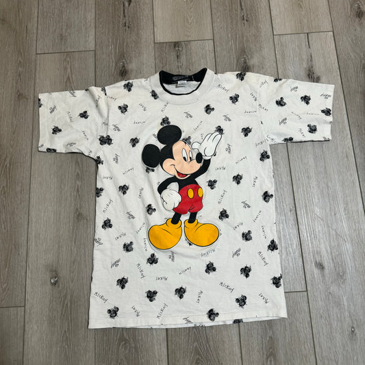 Disney Mickey Mouse All Over Print T-Shirt 90s (Medium)