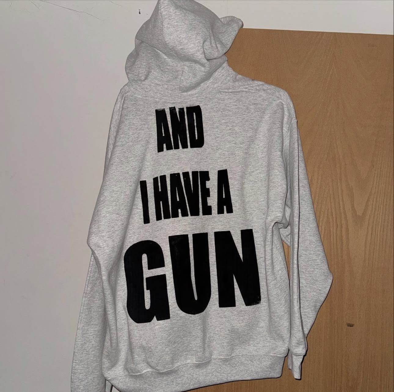 KARMA KILLS… AND I HAVE A GUN HOODIE ASH GREY