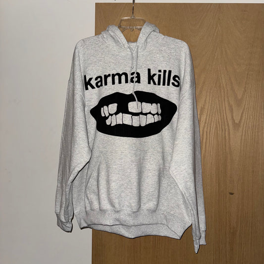 KARMA KILLS… AND I HAVE A GUN HOODIE ASH GREY