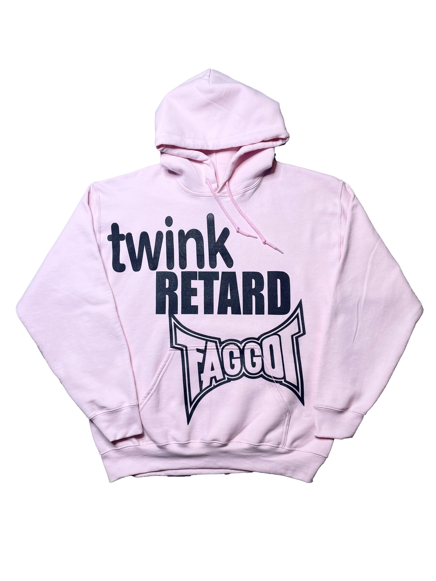 Twink Retard Faggot And I Have A Gun Hoodie Baby Pink *PREORDER* HARDCORE THOUGHTS X JUNA COLLAB